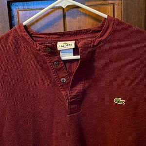 Lacoste mens long sleeve waffle shirt
